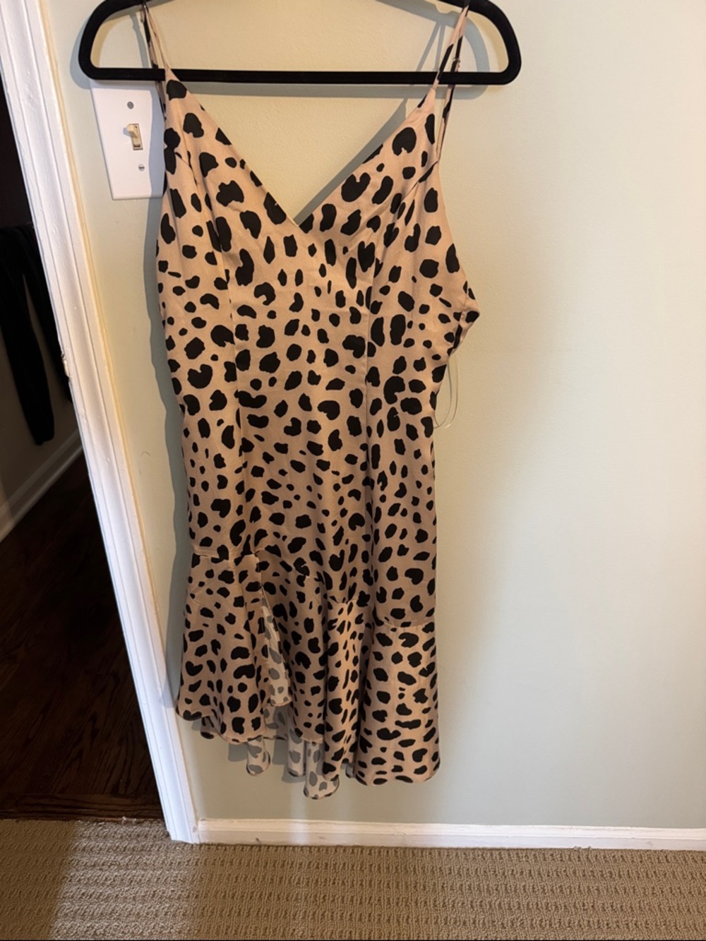 Aqua Cream Satin Slip with Black Brand Tag